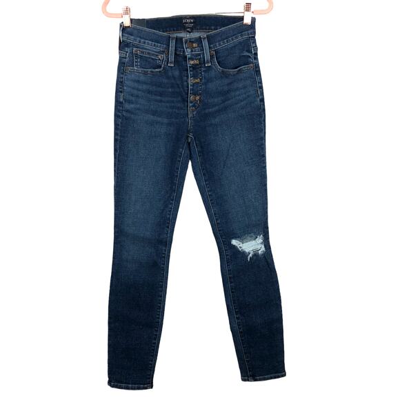 J Crew Factory 9" Mid Rise Skinny Jeans Button Fly Sz 24 NEW - Picture 1 of 10